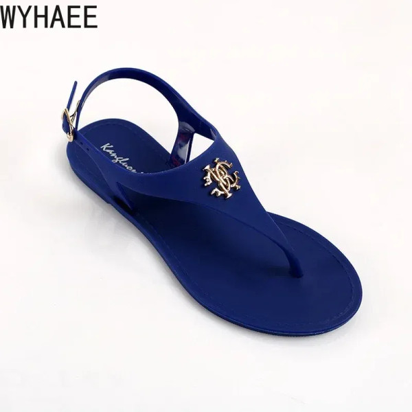 Color: Blue, Shoe Size: 38 - 2023 New Summer Women's Sandals Fashion Open Toe Jelly Flip Flops Non- F640-12000038265956882