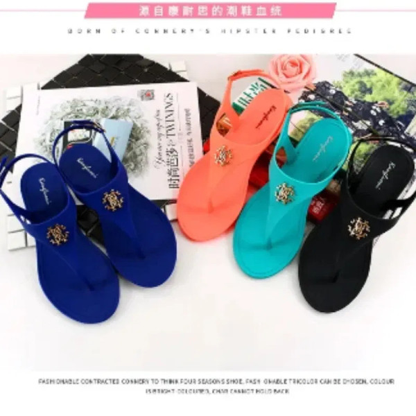 Color: Blue, Shoe Size: 38 - 2023 New Summer Women's Sandals Fashion Open Toe Jelly Flip Flops Non- F640-12000038265956882