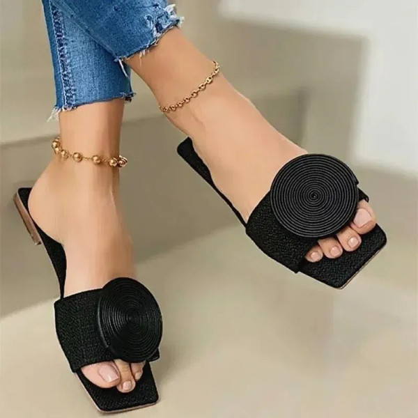 Color: Black, Shoe Size: 42 - 2023 New Spring and Summer Women's Flat Slippers Fashion Beach Shoes  F640-12000032741579983