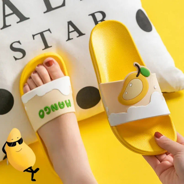 Color: Beige, Shoe Size: 3.5 - New Shoes for Women PVC Slippers Fashions Cartoon Fruit Sandals Flip F640-12000035794379023
