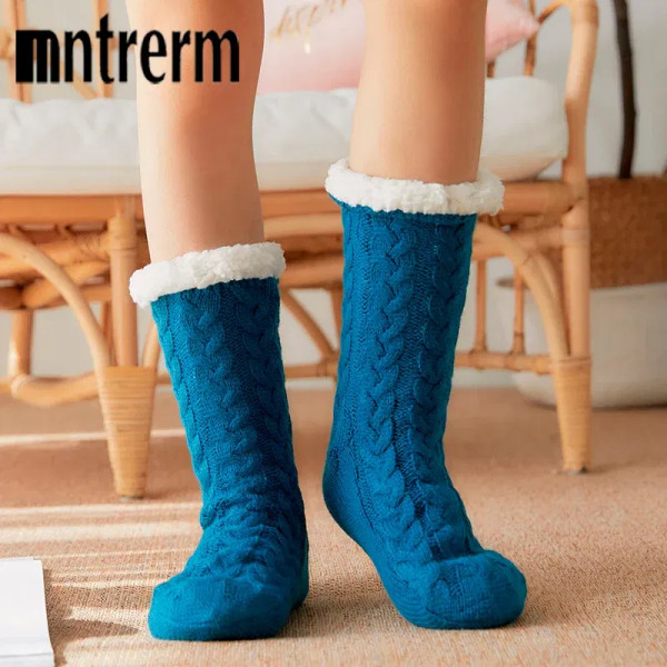 Color: Ivory, Shoe Size: 38 - Glglgege twist stripes Winter Women Socks Women Non-slip Adult Floor  F640-12000020985836646