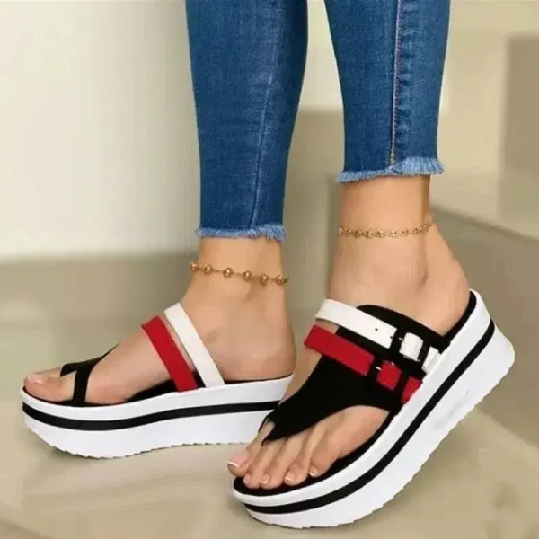 Color: Red, Shoe Size: 40 - 2024 summer new pointed sponge cake and pointed sandals women's round t F640-12000038060920897