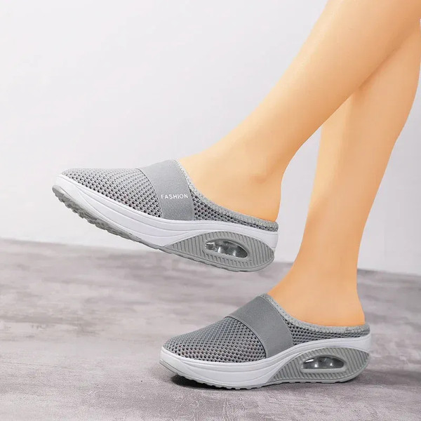 Color: Red, Shoe Size: 37 - Air Cushion Slip-On Women Walking Shoes Orthopedic Diabetic Ladies Plat F640-12000036665308781