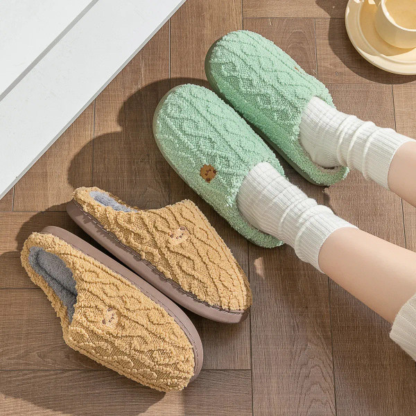 Color: Olivine, Shoe Size: 42-43, Ships From: CHINA - Asgard Women Winter Fur Slippers Indoor Fluff F640-12000043987481566