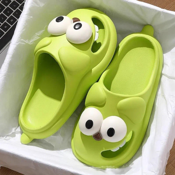 Color: Straw, Shoe Size: 33.5 - Cartoon Dog Outdoor Slippers Women Bathroom Soft Sole Anti-Slip Sho F640-12000038408565053