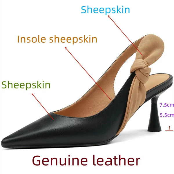 Color: Blue, Shoe Size: 39 - JOCHEBED HU?‘Summer Genuine Leather Shoes Women Pointed Toe Thin Heel  F640-12000028964541358