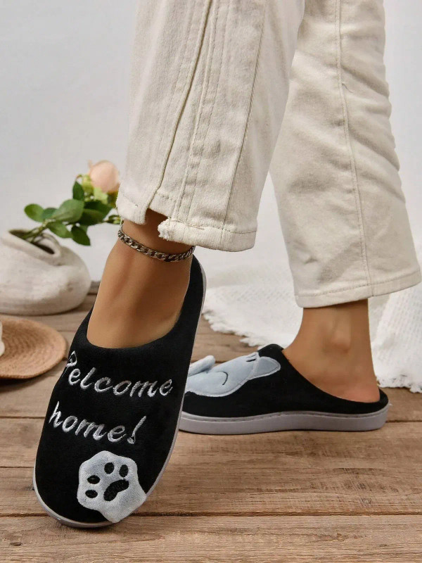 Color: Beige, Shoe Size: 42-43 - 2024 New Arrival Women's Cartoon Lucky Cat Couple Slippers With Fo F640-12000044252973659