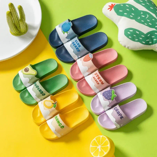 Color: Blue, Shoe Size: 4 - New Shoes for Women PVC Slippers Fashions Cartoon Fruit Sandals Flip Fl F640-12000035794379034