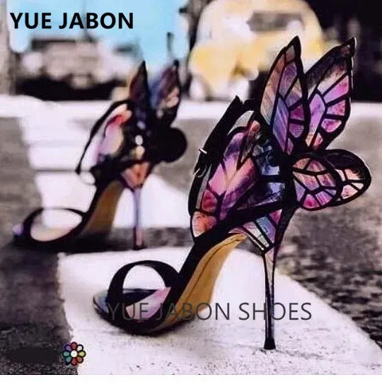 Color: Green, Shoe Size: 7.5 - Women Summer Sandals Fashion Embroidered Satin Butterfly High Heeled F640-66243393764