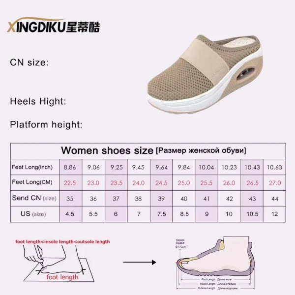 Color: Blue, Shoe Size: 42 - Air Cushion Slip-On Women Walking Shoes Orthopedic Diabetic Ladies Pla F640-12000036665308750