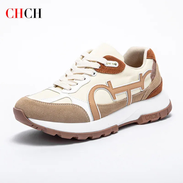 Color: Beige, Shoe Size: 5.5 - Women's Tennis Shoes Brand New Apricot Lace up Sports Walking Shoes F640-12000039410696924