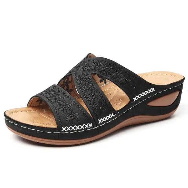 Color: PURPLE, Shoe Size: 39 - Woman Slippers Fashion Outdoor Beach Slippers Orthopedic Comfy Round F640-12000044270189744