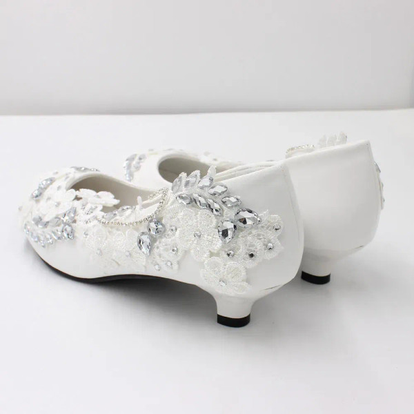Color: WHITE, Shoe Size: 39, Ships From: CHINA - Xingchenmao?‘Low heel large size bridal shoes Whit F640-12000026942518114