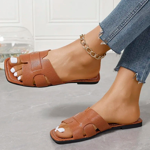 Color: black, Shoe Size: 35 - Summer Slippers Women Flat Luxury Outdoor Beach Flip Flops Female San F640-12000037983824725