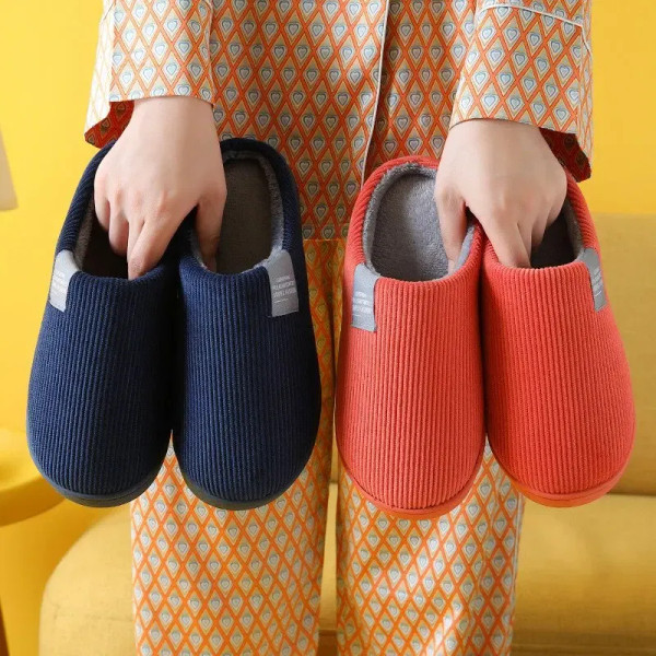 Shoe Size: 44, Color: DEEP BLUE - Women's Men's Thick Soft Bottom Home Slippers Household Plush Sli F640-12000035116012748