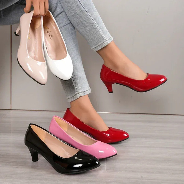 Color: Dark Khaki, Shoe Size: 42 - Women Pumps Nude Shallow Mouth Women Shoes Fashion Office Work W F640-12000038054636558