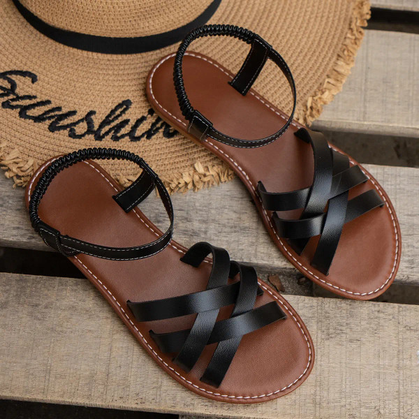 Color: Yellow, Shoe Size: 39 - Shoes for Women 2024 Summer New Women Flat Sandals Bottom Roman Stra F640-12000038720001216