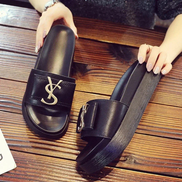 Color: Grape, Shoe Size: 36 - Slippers Summer Shoes Women Platform Design Slides Fashion Letters La F640-12000037839035000