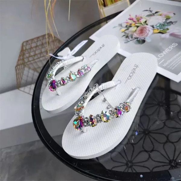 Color: WHITE, Shoe Size: 36 - Outdoor Leisure Flip Flops Women 2024 Summer Fashion Lady Beach Shoes F640-12000038019858893