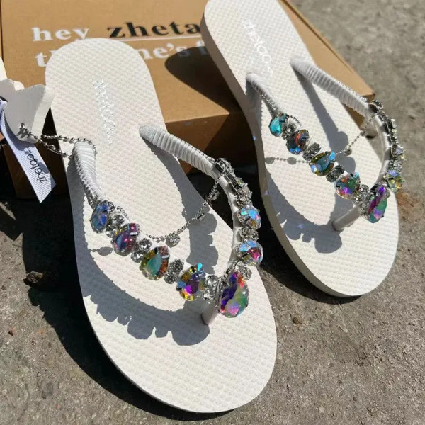 Color: WHITE, Shoe Size: 36 - Outdoor Leisure Flip Flops Women 2024 Summer Fashion Lady Beach Shoes F640-12000038019858893