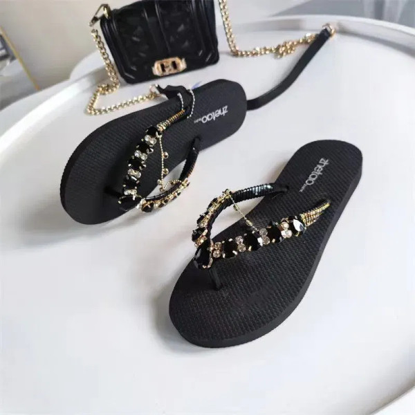 Color: WHITE, Shoe Size: 36 - Outdoor Leisure Flip Flops Women 2024 Summer Fashion Lady Beach Shoes F640-12000038019858893
