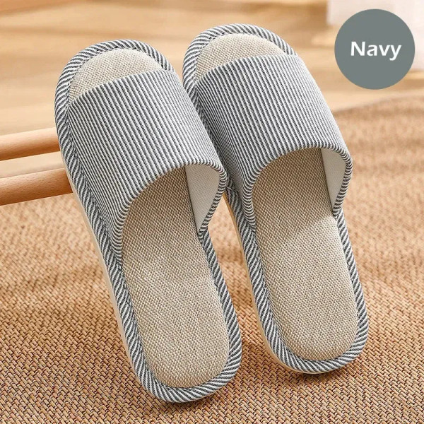Color: Bronze, Shoe Size: 14.5 - Linen Slippers Indoor Home Breathable Women Men Slides Linen Coupl F640-12000033430213178