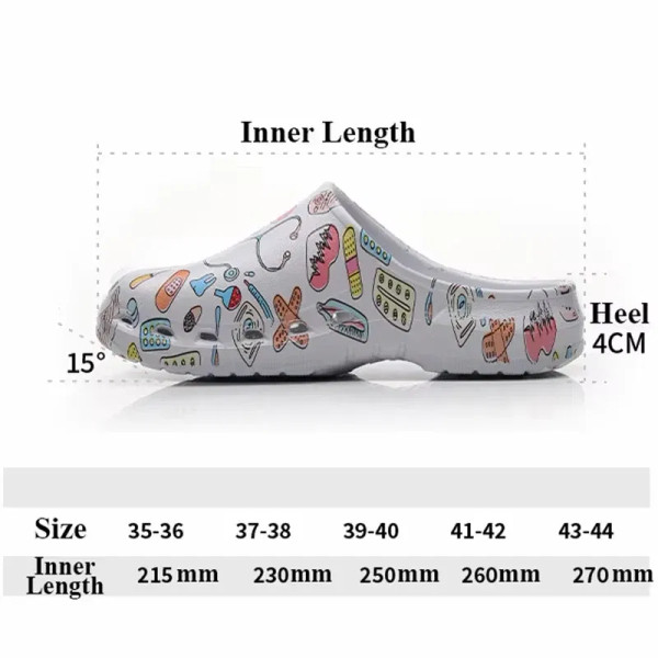 Color: Olivine, Shoe Size: 41-42 - Medical print Nurse Clogs EVA Surgical Slippers Lightweight Non- F640-12000043378540742