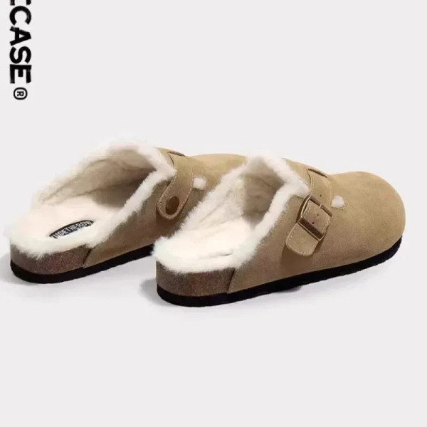 Color: LIGHT BLUE, Shoe Size: 37 - Fashion Warm Mules Slippers Women New Clogs Cork Home Shoes Wome F640-12000042553605151