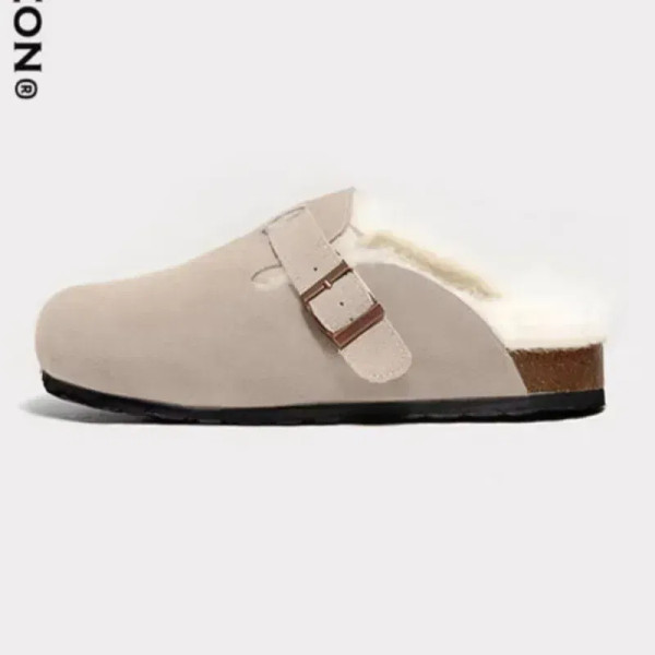 Color: LIGHT BLUE, Shoe Size: 37 - Fashion Warm Mules Slippers Women New Clogs Cork Home Shoes Wome F640-12000042553605151