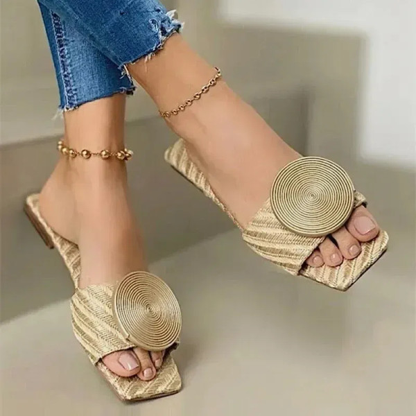 Color: Chocolate, Shoe Size: 37 - 2023 New Spring and Summer Women's Flat Slippers Fashion Beach Sh F640-12000032741579969