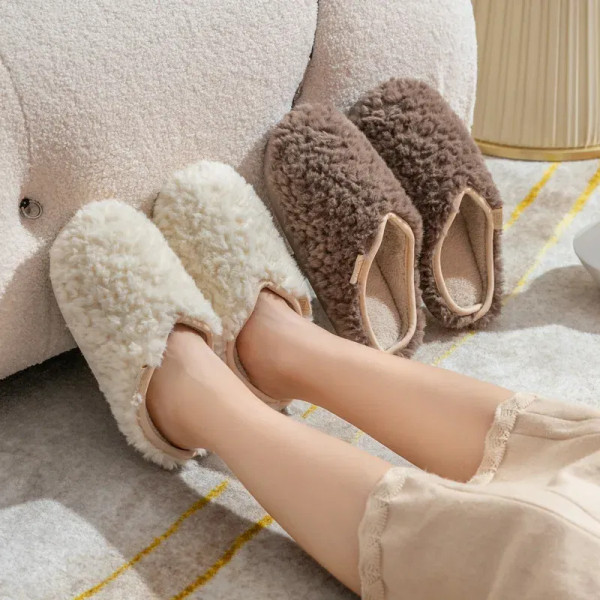Color: Straw, Shoe Size: 38-39, Ships From: CHINA - Crestar Warm Fluffy Women Slippers Winter New I F640-12000043893327538
