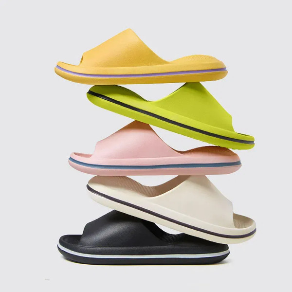 Color: black, Shoe Size: 43 - Women Summer EVA Slipper Solid Color couple Beach slippers 2024 Solid F640-12000037253807162