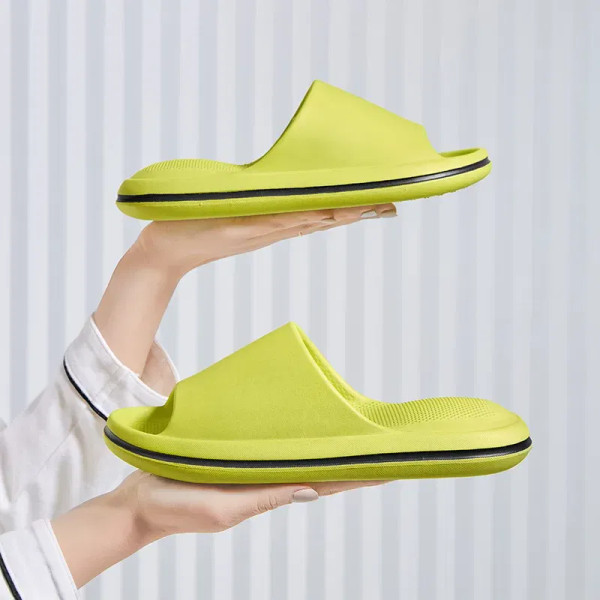 Color: black, Shoe Size: 43 - Women Summer EVA Slipper Solid Color couple Beach slippers 2024 Solid F640-12000037253807162