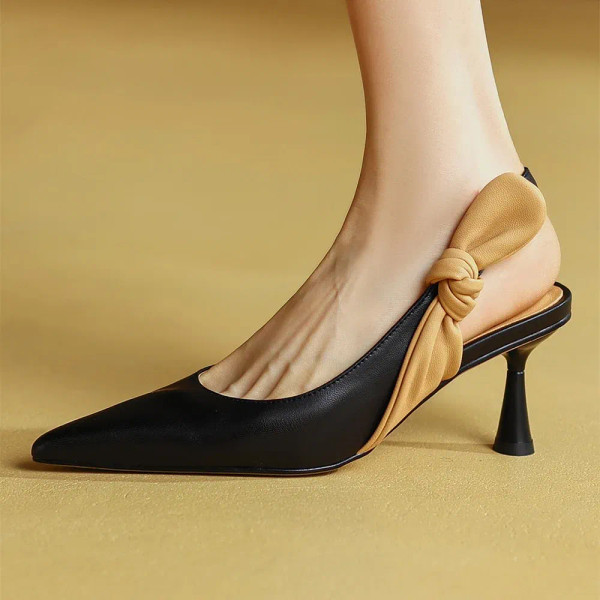 Color: Blue, Shoe Size: 37 - JOCHEBED HU?‘Summer Genuine Leather Shoes Women Pointed Toe Thin Heel  F640-12000028964541356