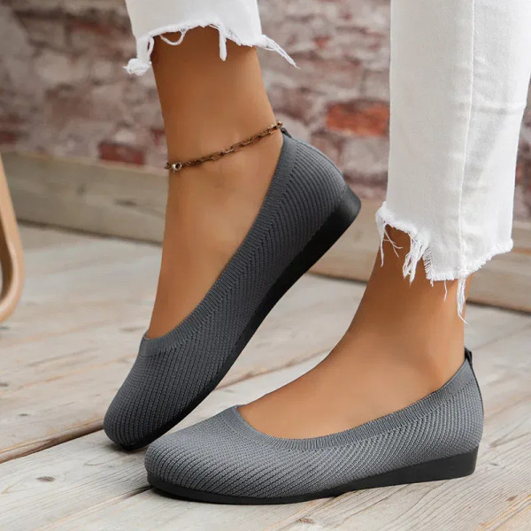 Color: Brown, Shoe Size: 40 - Elastic Knitting Flats Slip on Shoes for Women 2024 Summer Breathable F640-12000037075269599