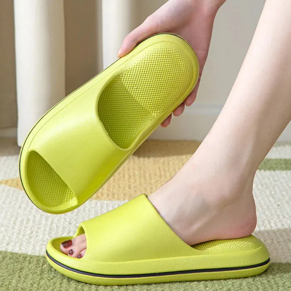 Color: Beige, Shoe Size: 39 - Women Summer EVA Slipper Solid Color couple Beach slippers 2024 Solid F640-12000037253807165