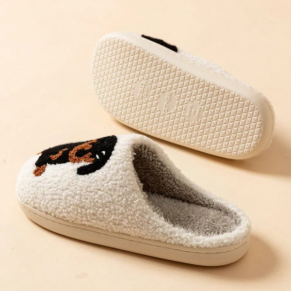 Color: WHITE, Shoe Size: 3.5 - Cartoon Cute and Interesting Dachshund Dog Women Slippers Indoor War F640-12000040768892716