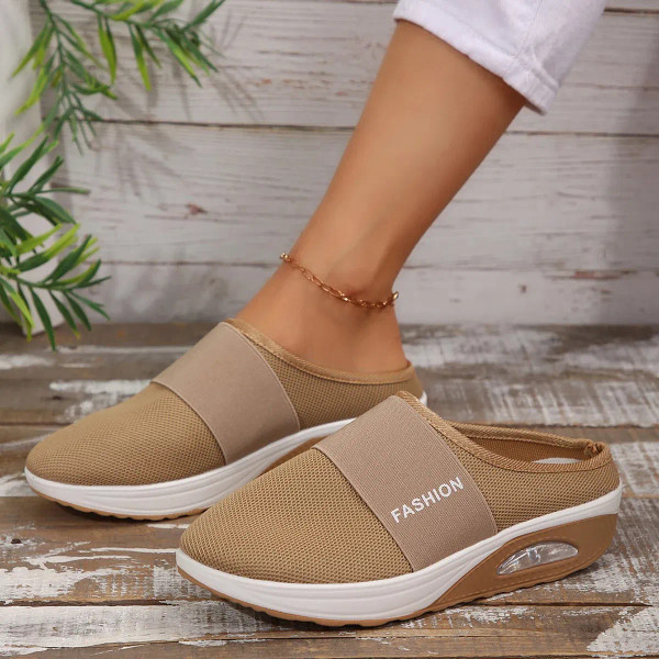 Color: Khaki, Shoe Size: 37 - Women Wedges Slippers 2024 New Summer Sandals Vintage Anti-slip Casua F640-12000039592442346