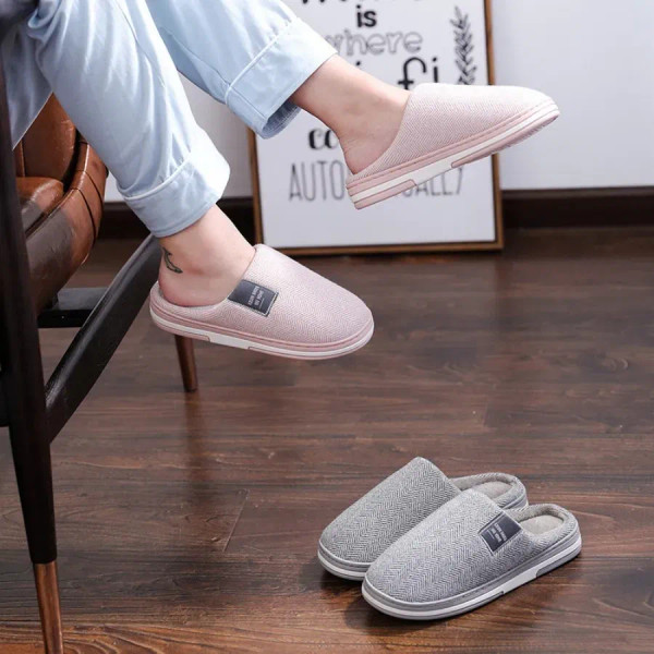 Color: Olivine, Shoe Size: 42-43 - Winter Warm Fur Slippers for Men Women Couples House Non Slip So F640-12000043396076216