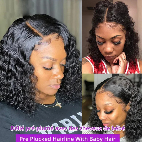 Density: 180%, Stretched Length: 10inches, Lace Wig Type: 4*4 - Deep Wave 180% Density Pre-Plucked  F640-12000035916467409