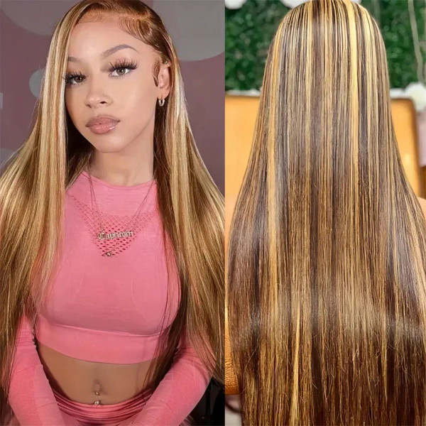 Stretched Length: 8inches, Hair Color: #4, Density: 200%, Ships From: CHINA - Highlight Straight 13 F640-12000044499486949