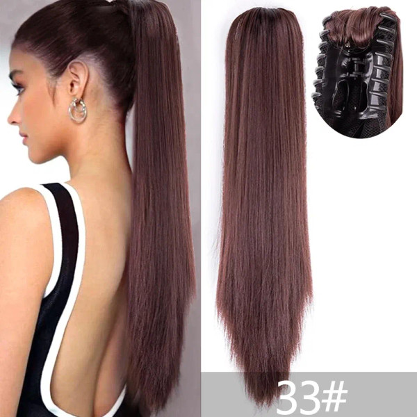 Color: 1B/27HL, Bulk Buy: 1pc - 22Inch Synthetic Ponytail Hair Extension Long Straight Claw Clip Po F640-12000035787587333