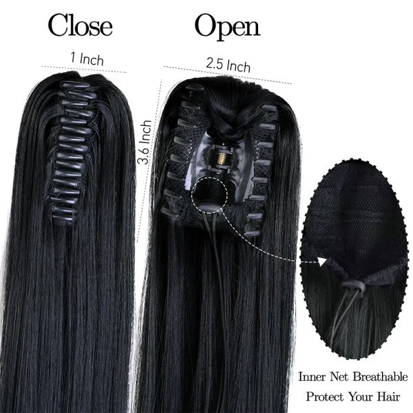 Color: 1B/27HL, Bulk Buy: 1pc - 22Inch Synthetic Ponytail Hair Extension Long Straight Claw Clip Po F640-12000035787587333