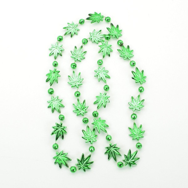 Pot Leaf Bead Necklaces Green Pack of 12 A706-597140