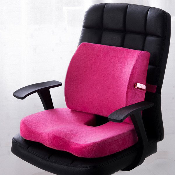 Color: Suederose red, Size: Gel set - A Set Of Office Lumbar Cushion Q119-CJZS122013820TG