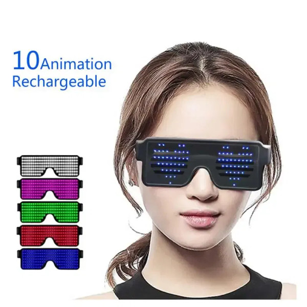 Color: Green - LED Glasses Party Luminous Glasses USB Charge Neon Glass Glowing Christmas Flashing  F640-12000034043143746