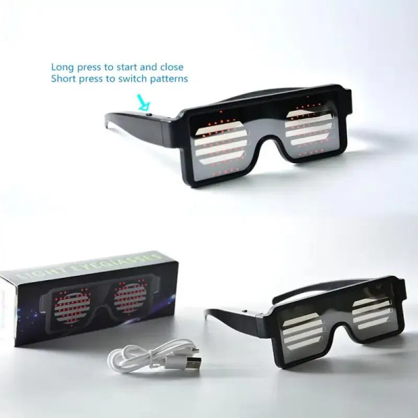 Color: Green - LED Glasses Party Luminous Glasses USB Charge Neon Glass Glowing Christmas Flashing  F640-12000034043143746
