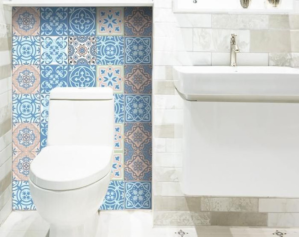 4" X 4" Ocean Blue Mosaic Peel And Stick Removable Tiles N270-390803