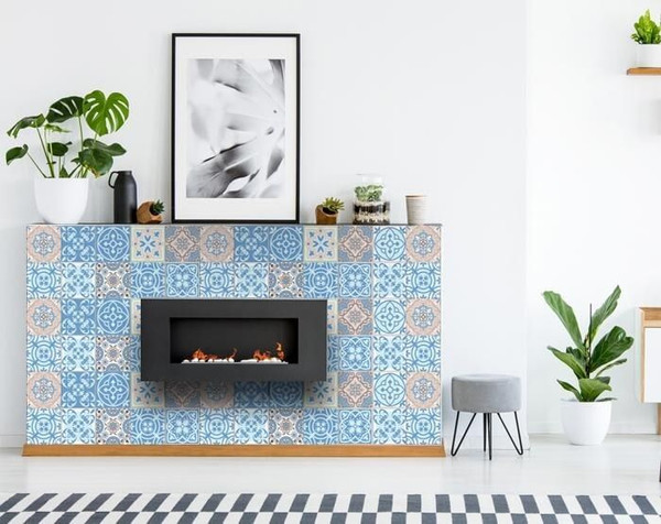 4" X 4" Ocean Blue Mosaic Peel And Stick Removable Tiles N270-390803
