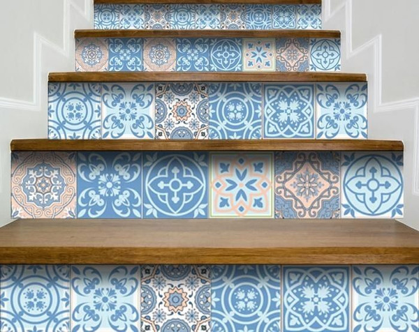 4" X 4" Ocean Blue Mosaic Peel And Stick Removable Tiles N270-390803